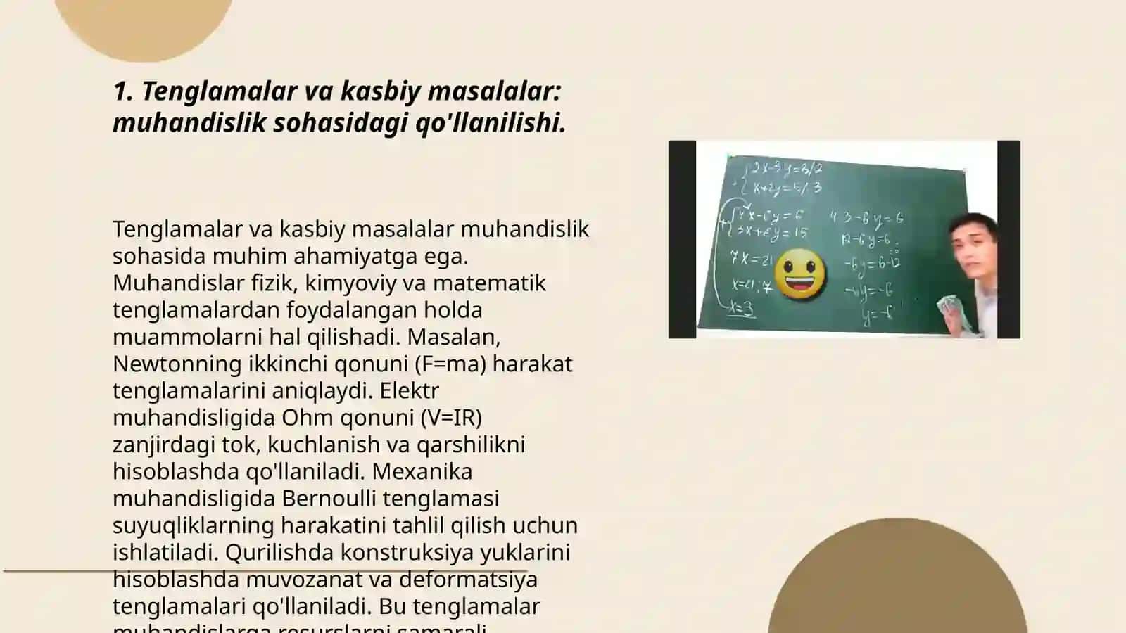 Tenglamalar va kasbiy masalalar: muhandislik sohasidagi qo'llanilishi 3