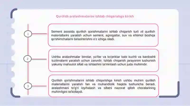 Sement asosida qurilish qorishmalarini ishlab chiqarish texnologiyasi 3