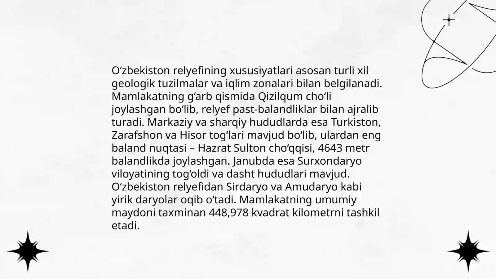 O‘zbekistonning tabiiy sharoiti va iqlim resurslari 3