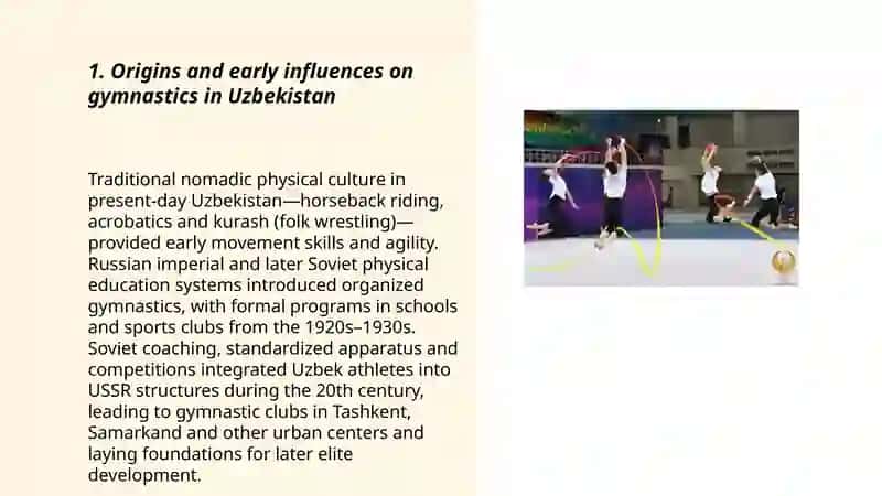 Oʻzbekistonda gimnastikaning rivojlanish tarixi. Gimnastika mashqlarini tana rivojlanishidagi oʻrni. 3