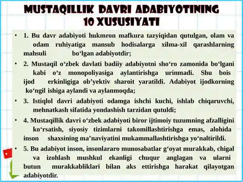 Mustaqillik davri milliy adabiyot tarixi 3