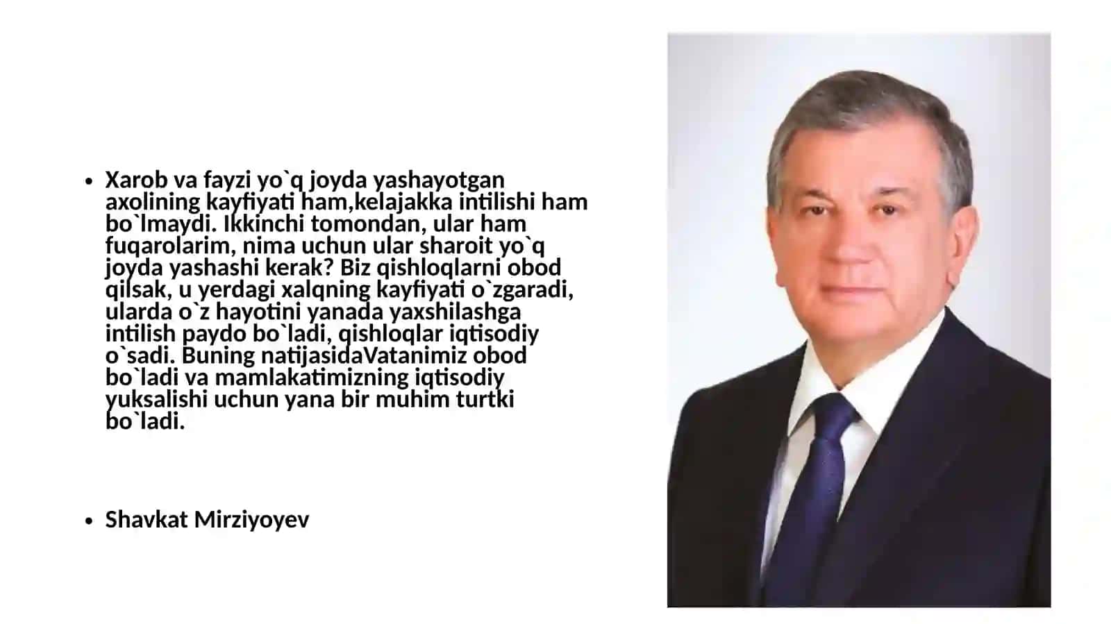 TOSHDAU TERMIZ FILIALIAGROLOGISTIKA VA BIZNES FAKULTETIDORIVOR O’SIMLIKLAR YETISHTIRISH VA QAYTA ISHLASH TEXNOLOGIYASI TALIM YO’NALISHI 2-BOSQICH 208- UBAYDULLAYEVA BIBIRAYXONNING O’ZBEKISTONNI RIVOJLANTIRISH STRATEGIYASI VA FUQAROLIK JAMIYATI FANIDAN TAYYORLAGAN MUSTAQIL ISHI QABUL QILDI TURSUNOV ABDUMO`MIN 3