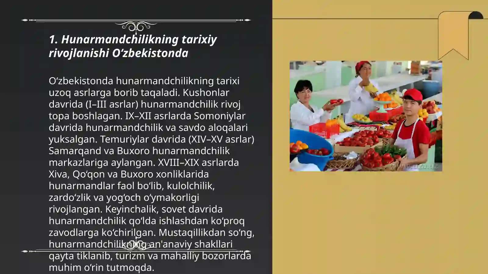 O'zbekistonda hunarmandchilikning rivojlanish bosqishlari va xususiyatlari 3