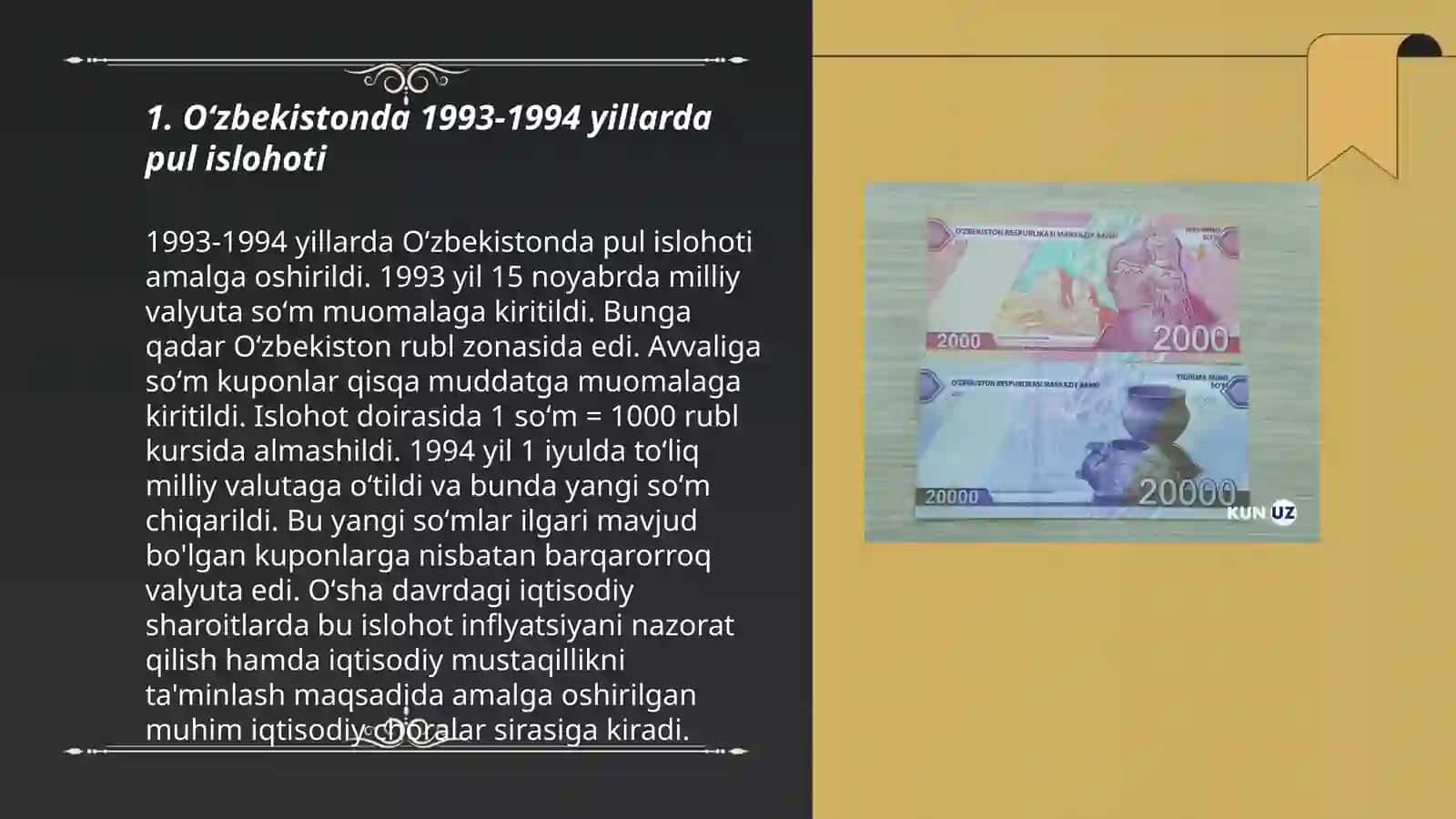 Oʻzbekistonda 1993-1994 yillarda pul islohotining mazmuni va uning ahamiyati 3
