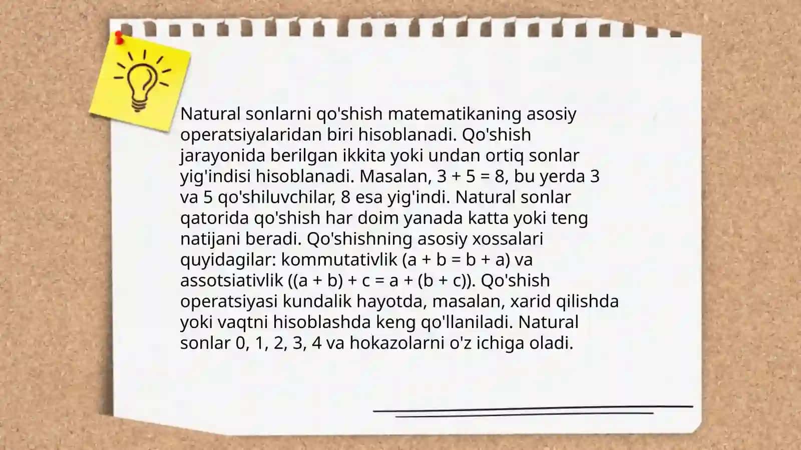 Natural sonlar ustida amallar 3