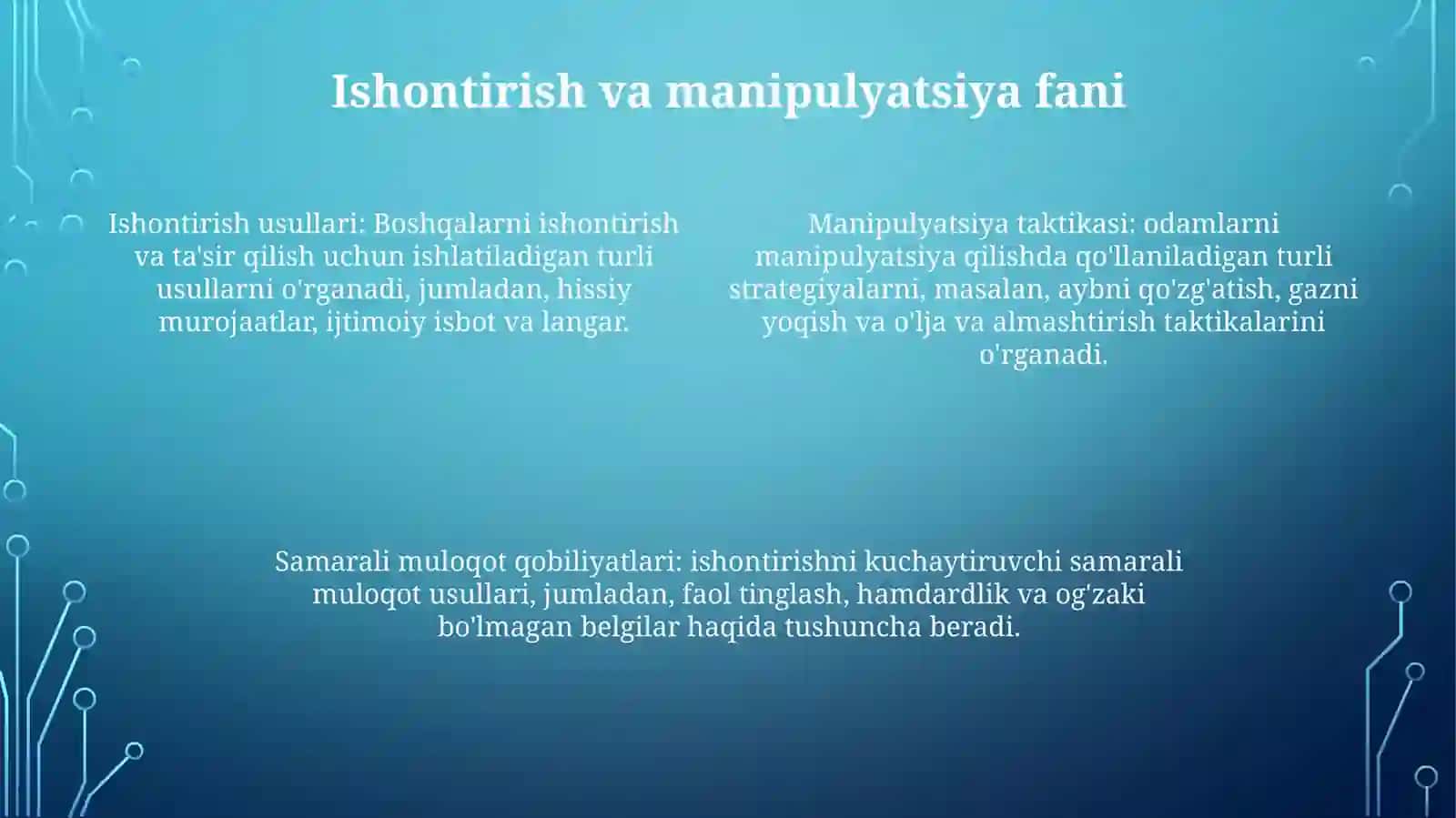 Insoniy Muomala Va Muloqotning Psixologik Vositalari. Samarali TaʼSir Psixologiyasi 3