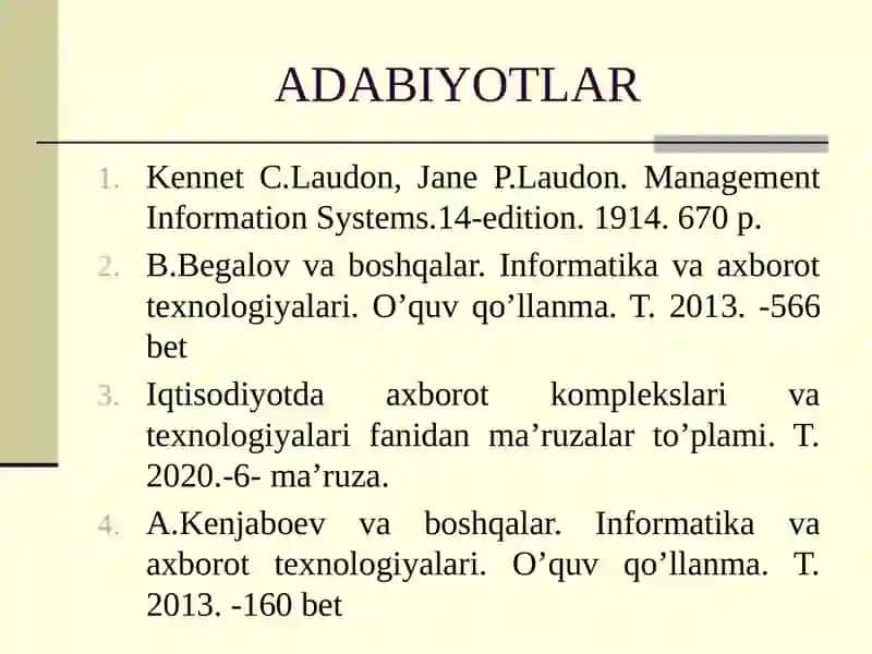 Iqtisodiyotda avtomatlashtirilgan axborot tizimlari 3