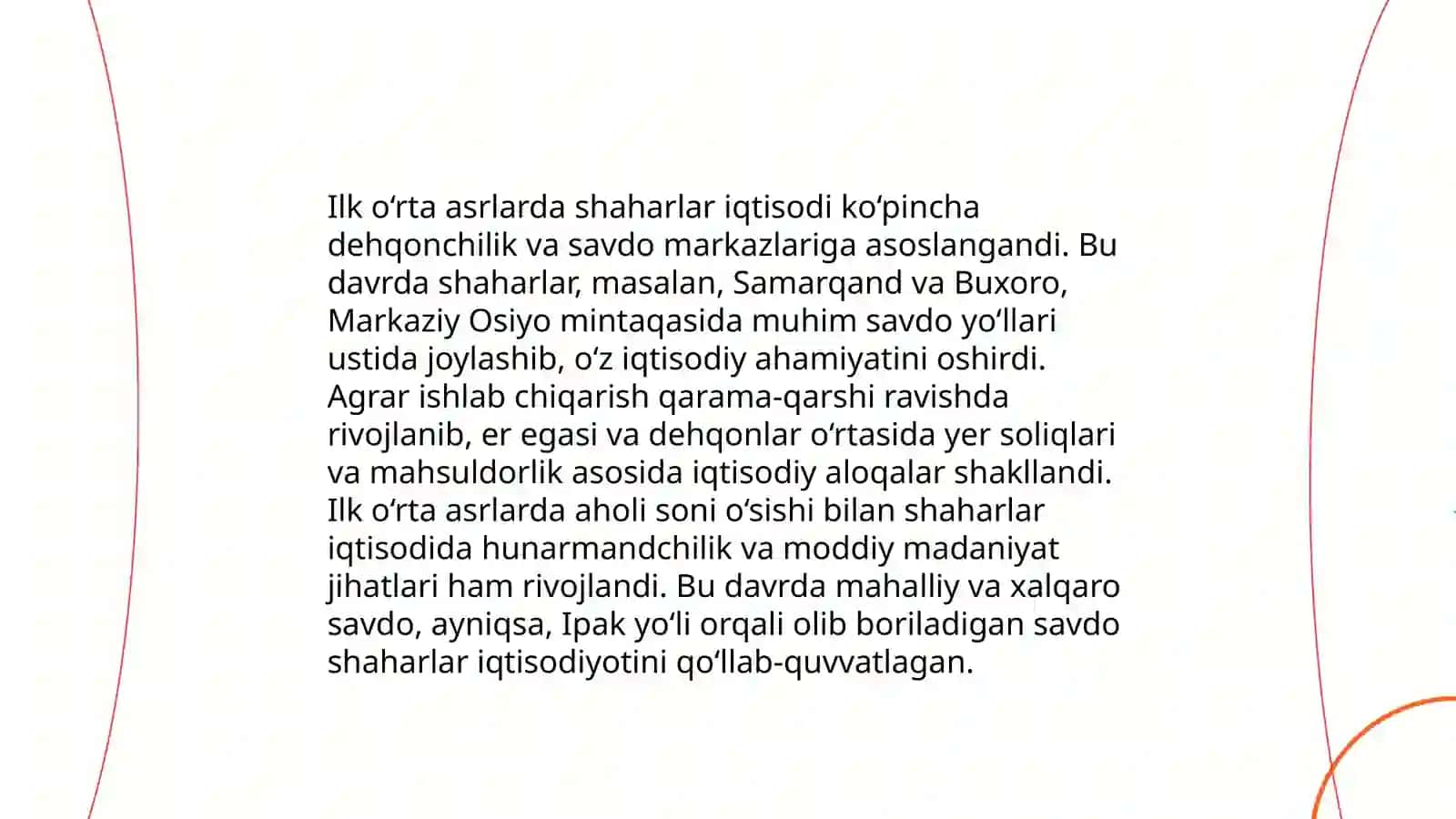 Ilk о‘rta asrlarda shaharlar hayotidagi о‘zgarishlar. О‘zbekiston shaharlari tarixini davrlashtirish masalalari IX-XII asrlar Reressans davridagi shahar taraqqiyoti 3