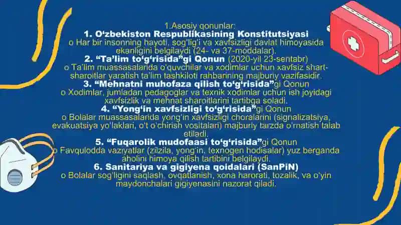 XAVFSIZLIK BILAN  BOG‘LIQ QONUNLAR VA  QOIDALAR VA XAVFSIZLIKNI BOSHQARISH 3