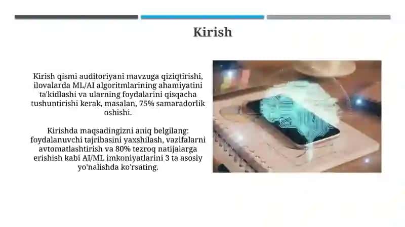 Mobil ilovalarda mashinaviy o'rganish va sun'iy intellekt algoritmlari 3