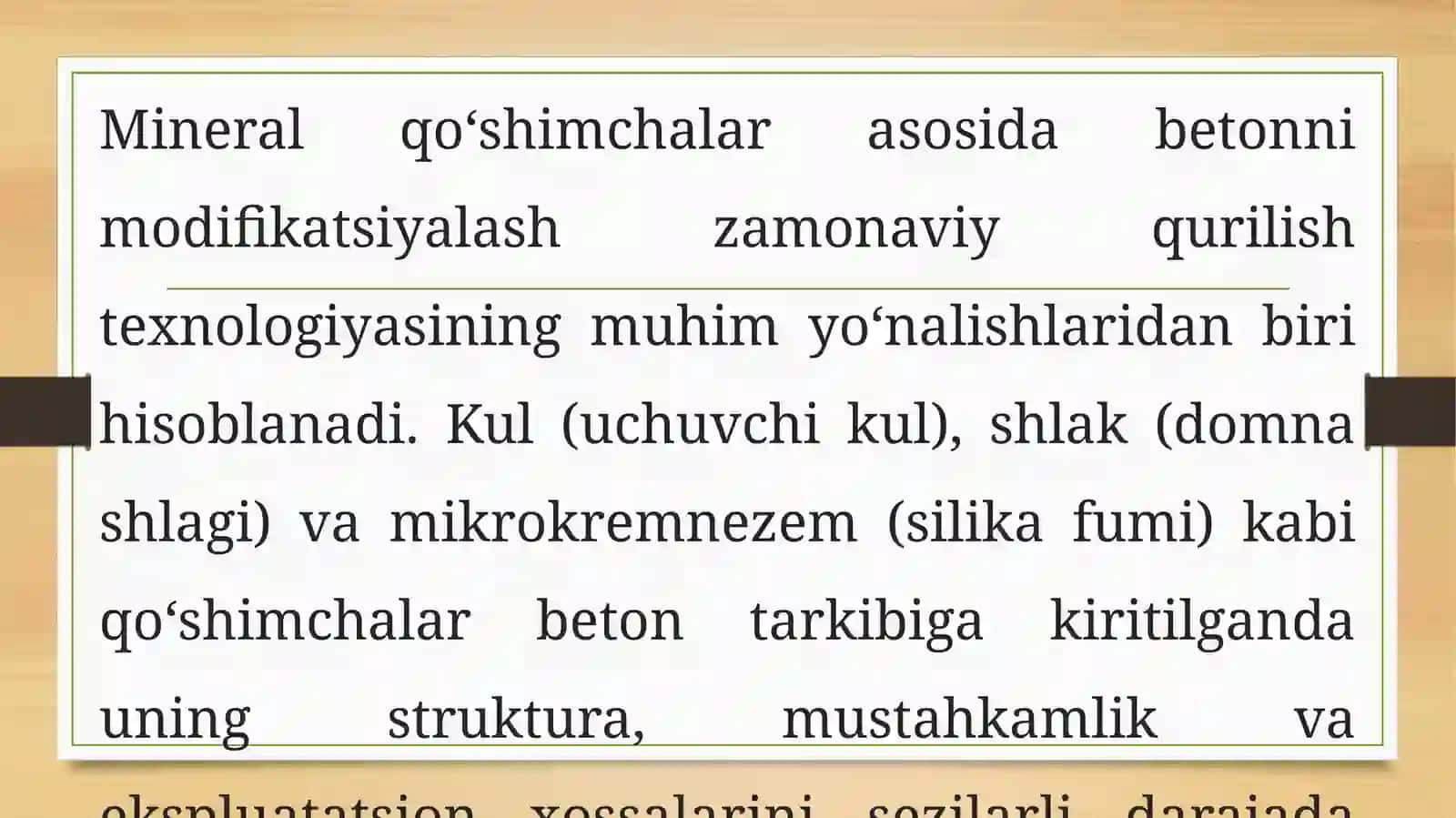 Mineral qo'shimchalar (kul, shlak, mikrokremnezem) asosida beton modifikatsiyalash 3