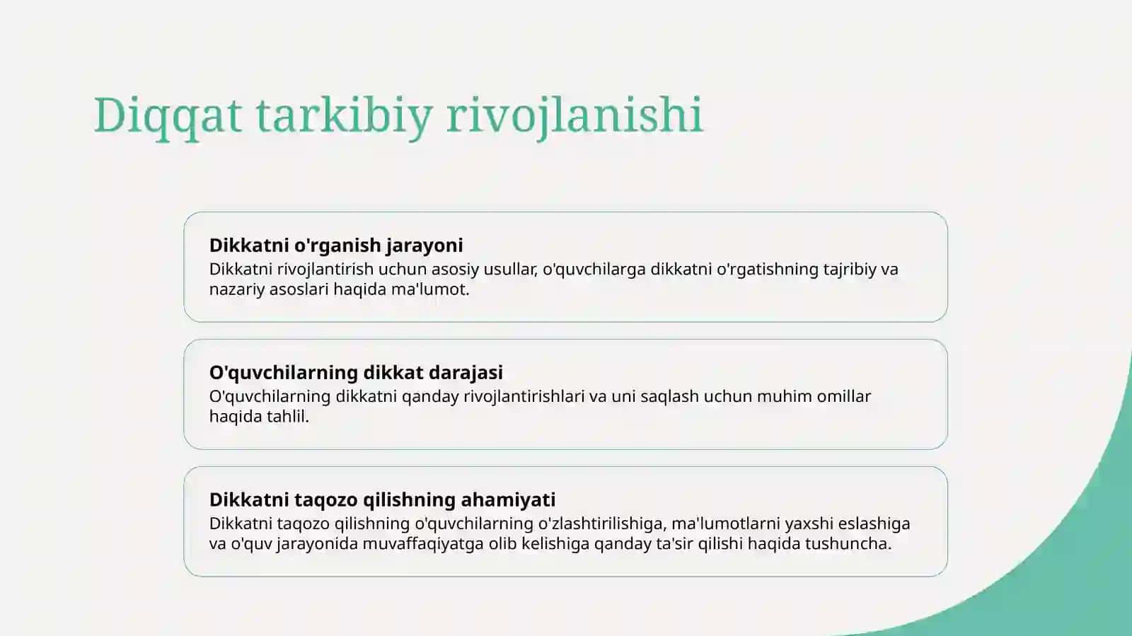 Diqqatning rivojlanishi va buzilishi 3