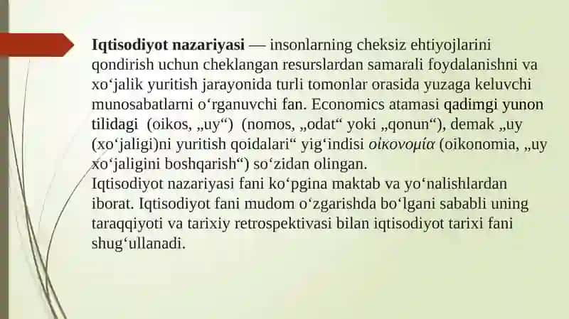 Iqtisodiyot sohasi, turlari va iqtisodiy terminlar 3