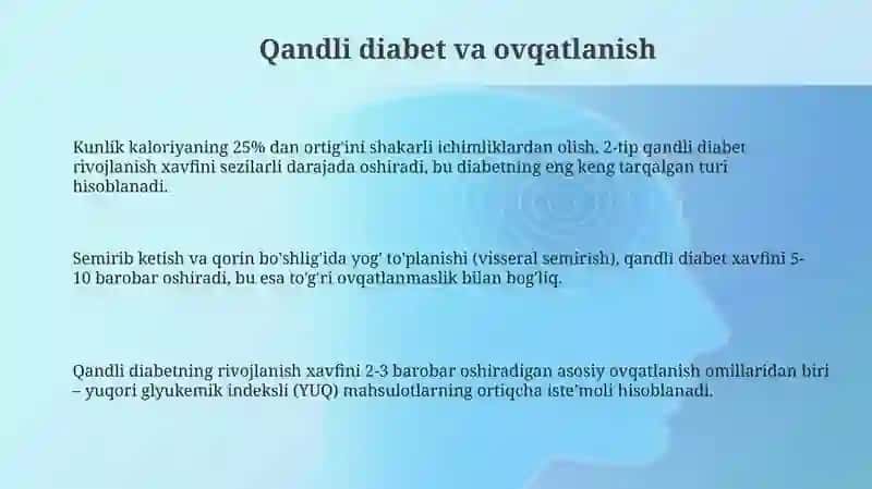 Qandli diabet va ovqatlanish 3