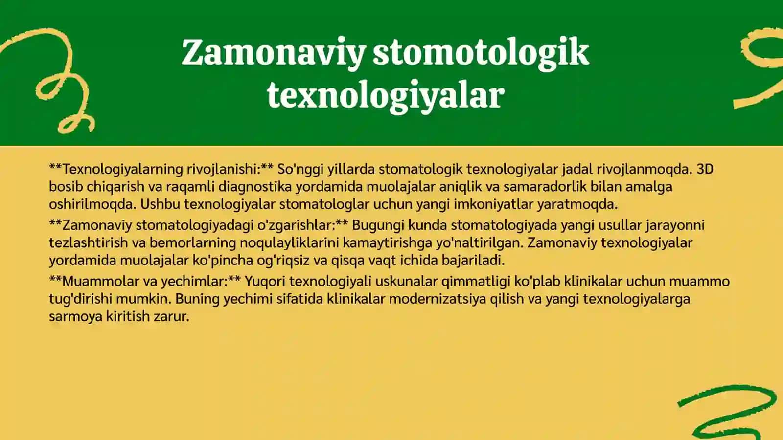 Zamonaviy stomatologik qurilmalar tasnifi va xususiyatlari (slayd/mustaqil ish/taqdimot/prezintatsiya) 3