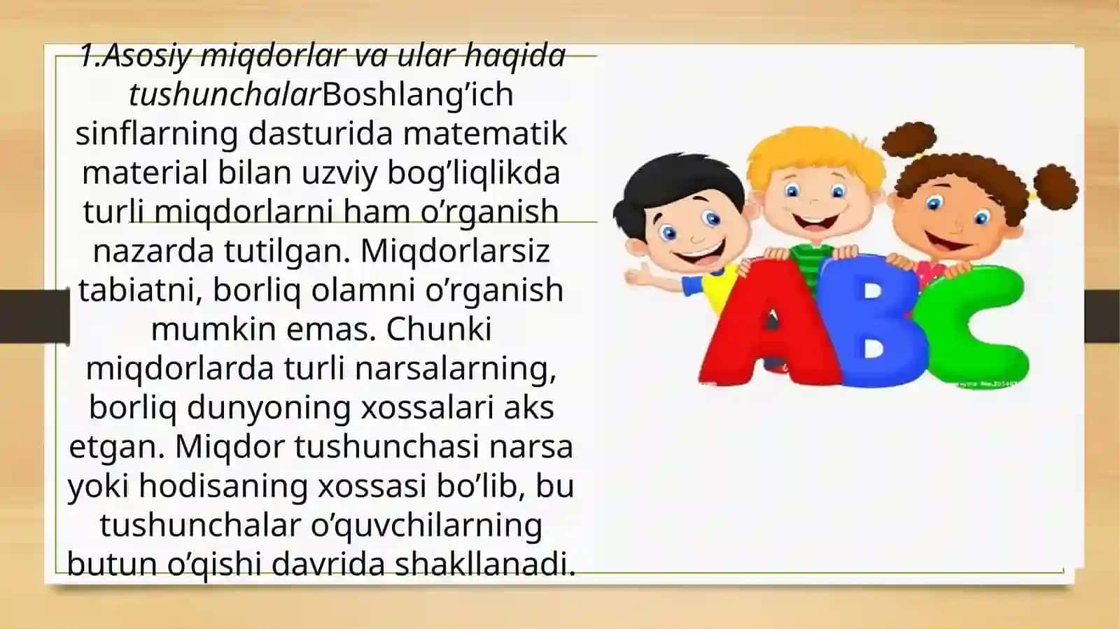 Miqdorlarni o’rgatish metodikasi. Uzunlik va yuza o’lchov birliklari 3