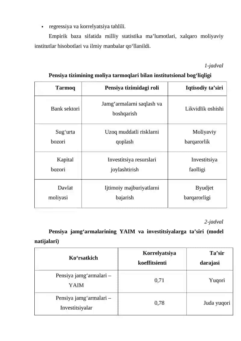 MOLIYA TIZIMIDA PENSIYA BILAN BOG‘LIQ TARMOQLARNING IQTISODIY RIVOJLANISHGA TA’SIRI VA MOLIYAVIY BARQARORLIK OMILLARI 3