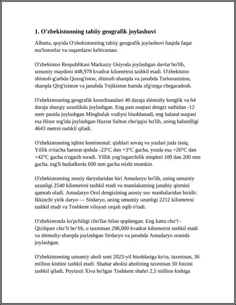 O'ZBEKISTONNING TABIIY VA MA'MURIY GEOGRAFIK TAVSIFI 3