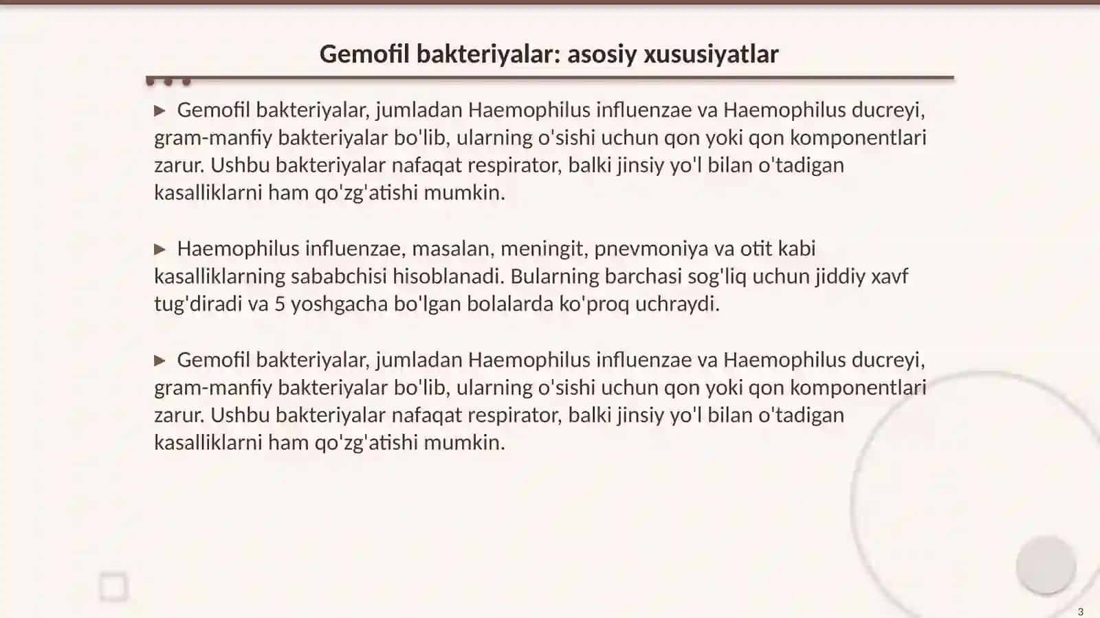 Gemofil bakteriyalar (inflyuensa tayoqchasi, yumshoq shankr qo’zg'atuvchisi) 3