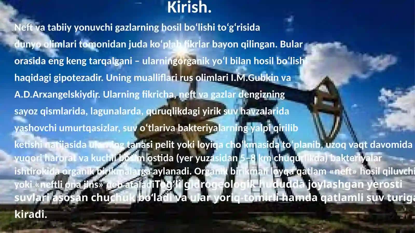 Suyuq va gazsimon foydali qazilmalarni qazib olish 3