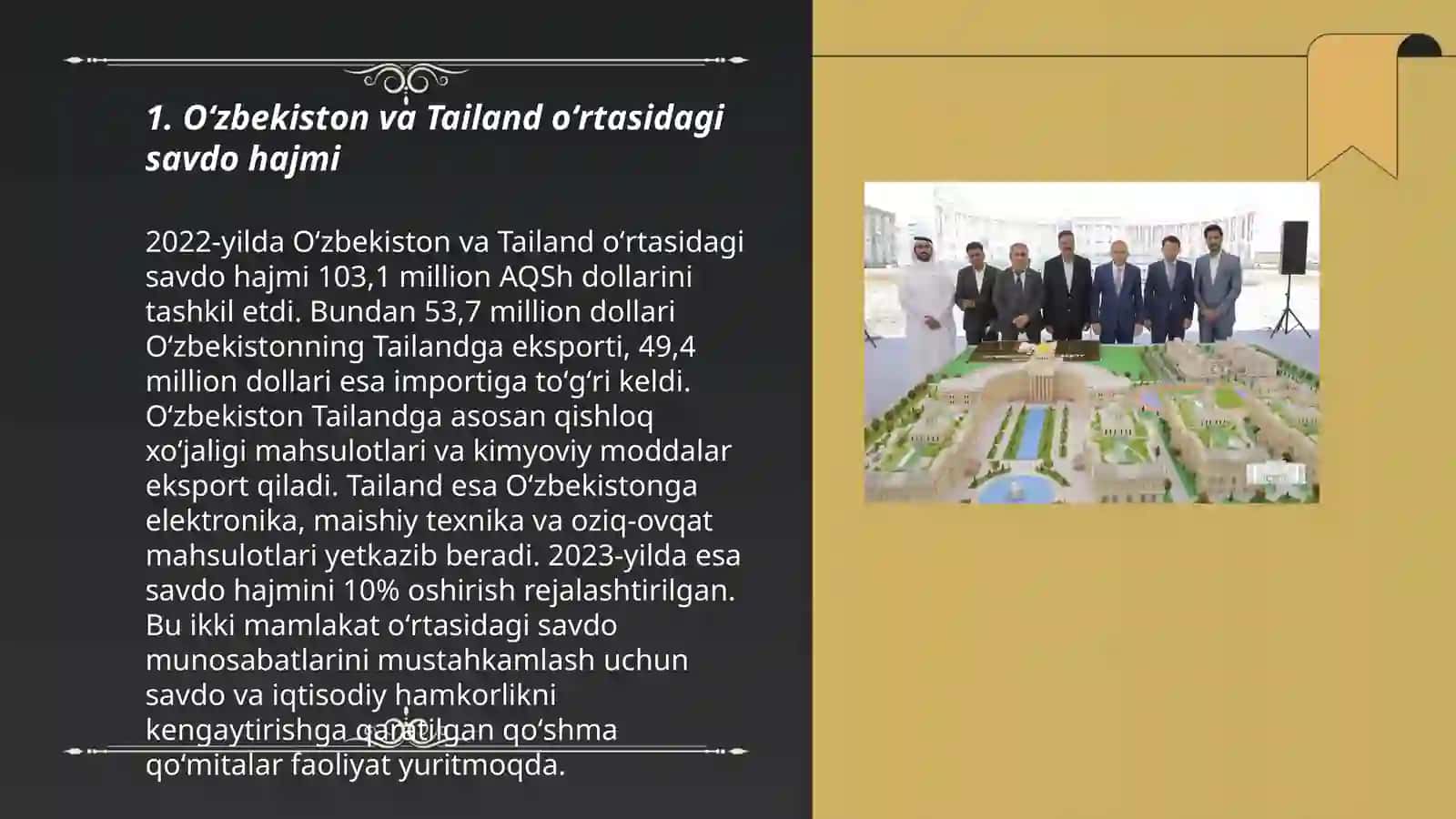 Oʻzbekiston va Tailandning ijtimoiy iqtisodiy aloqalari 3