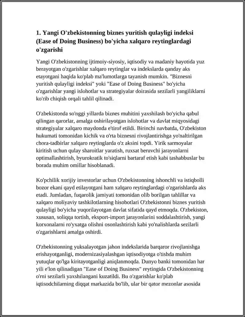 YANGI O'ZBEKISTON IJTIMOIY-SIYOSIY, IQTISODIY VA MADANIY HAYOTIDA RO'Y BERAYOTGAN O'ZGARISHLARNING XALQARO REYTING VA INDEKSLARDA AKS ETISHI 3