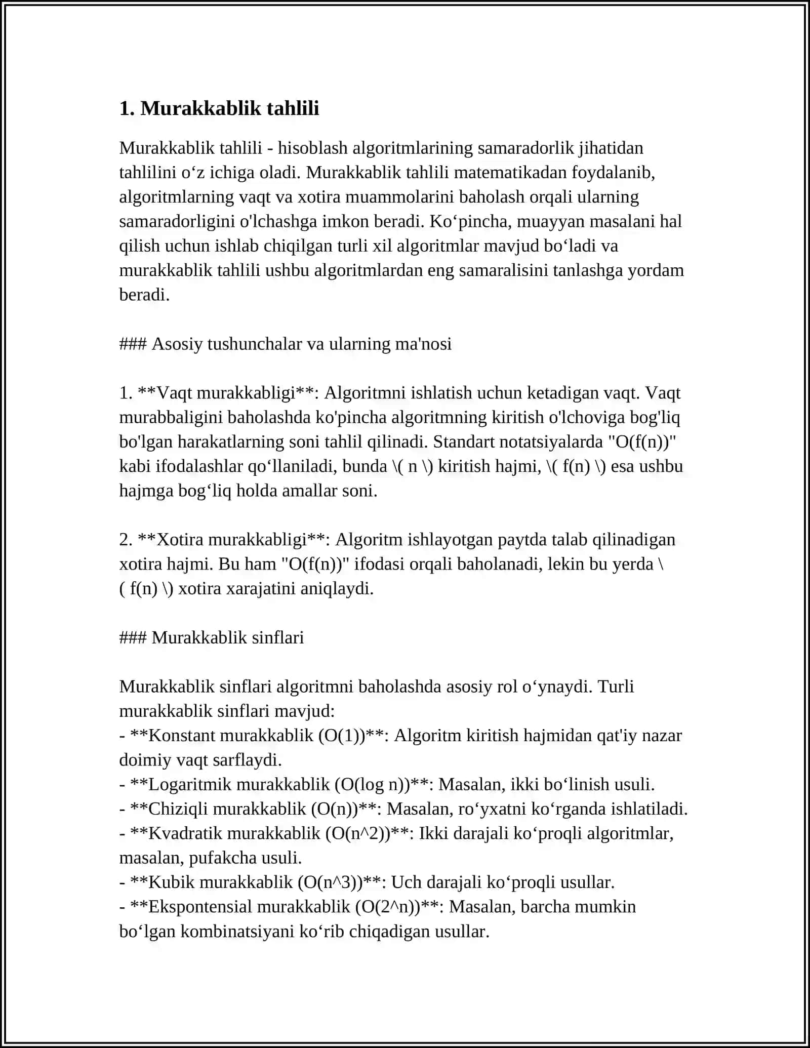 MURAKKAB SARALASH ALGORITIMLARI 3