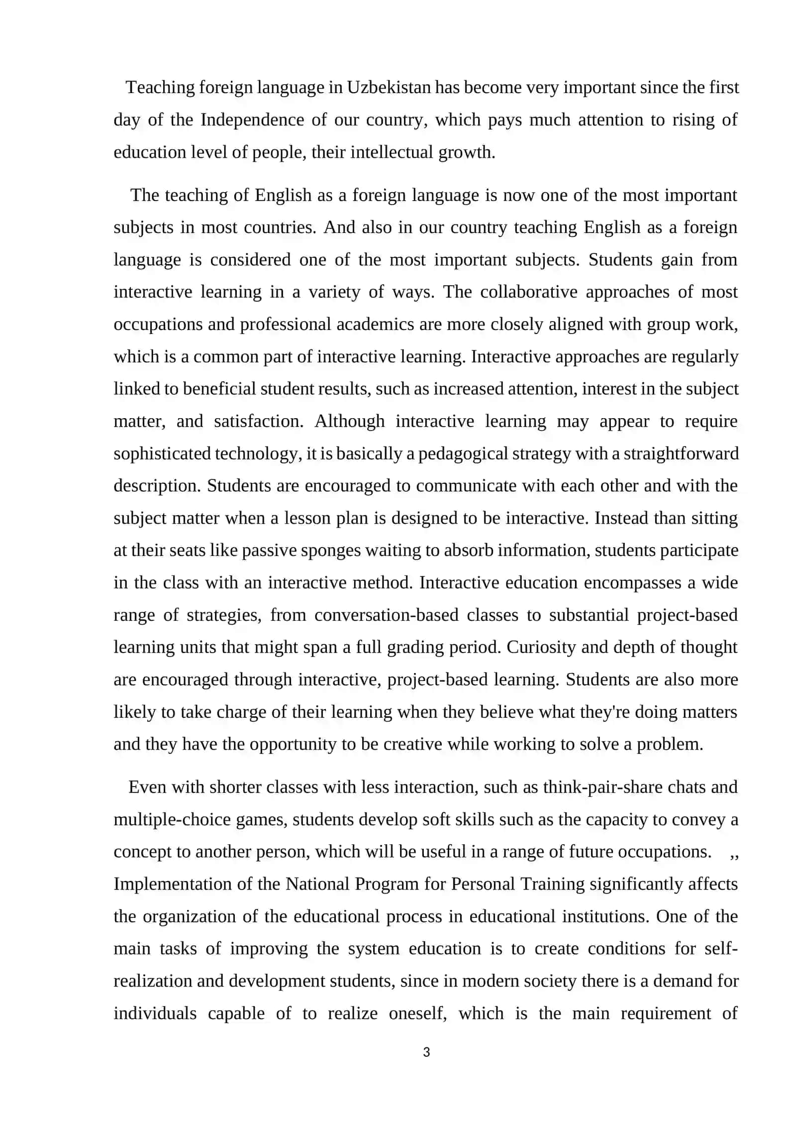 Course work on Implementing Interactive Method in English classes 3