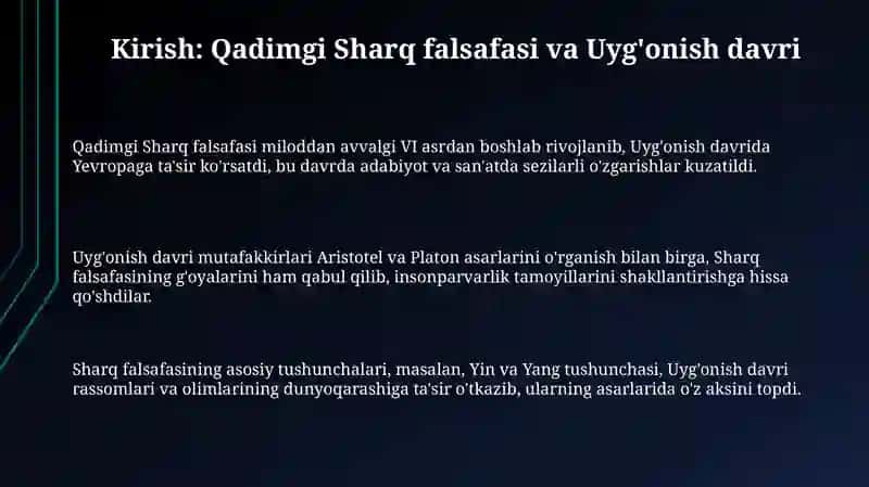Qadimgi asr Sharq falsafasi va uygʻonish davri 3