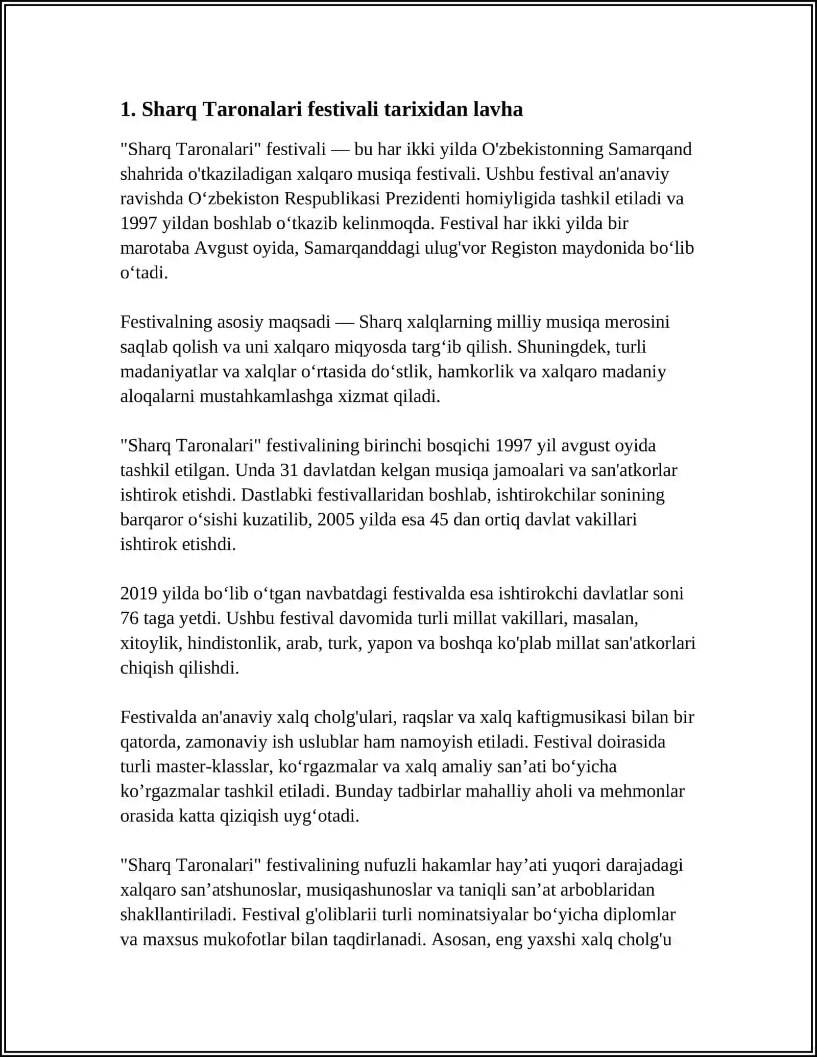 "SHARQ TARONALARI" XALQARO MUSIQA FESTIVALI 3