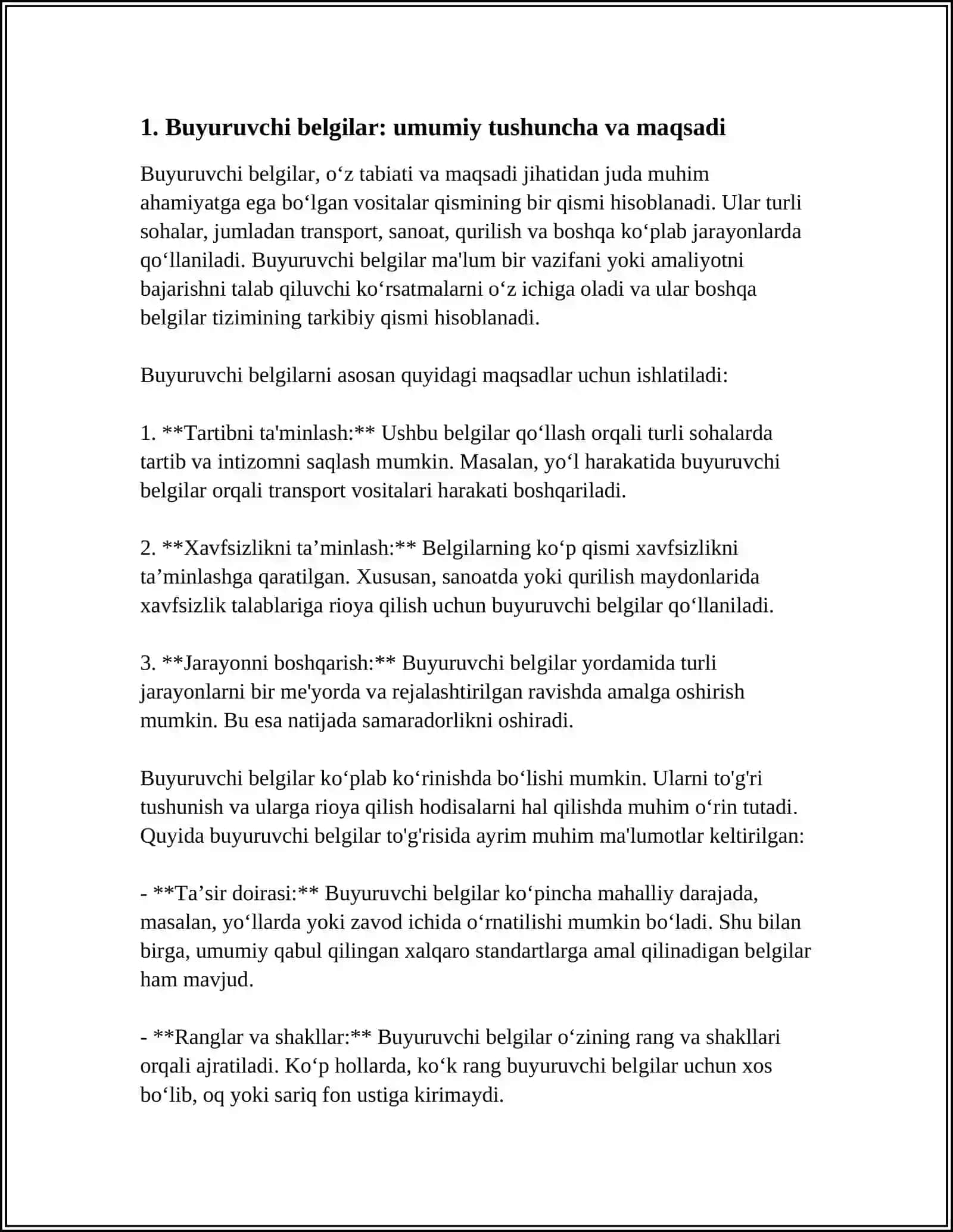 BUYURUVCHI BELGILAR BA AXBOROT ISHORA BELGILARI 3