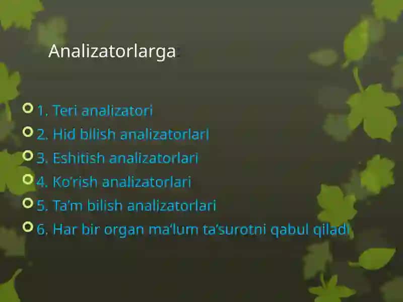 Sezgiorganlariningahamiyativako’rishanalizatori 3