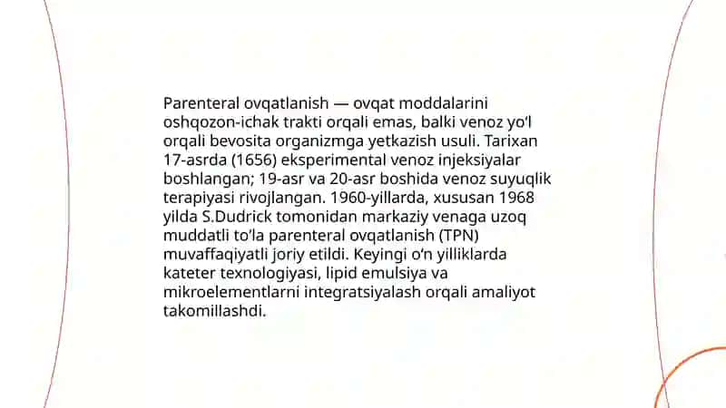 Parenteral ovqatlanish va uning klinik ahamiyati 3