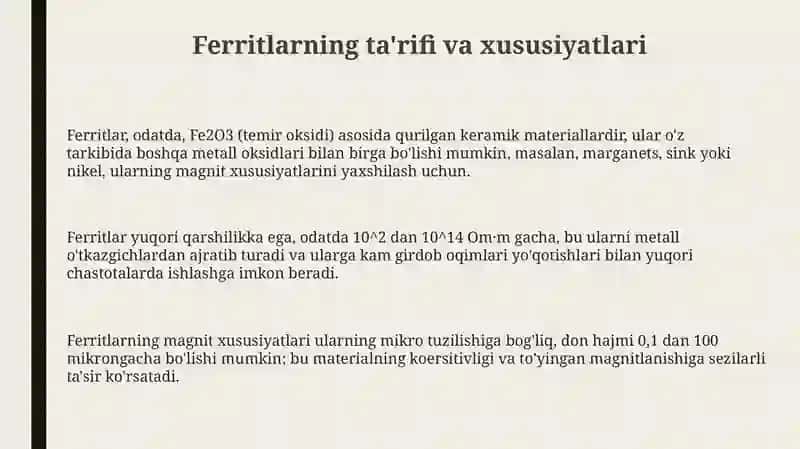 Elektr qurilmalarda ferritlar 3