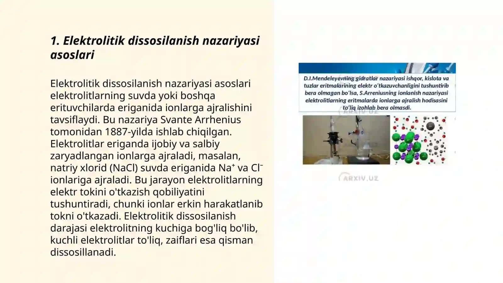 Elektrolitik dissosilanish nazariyasi 3