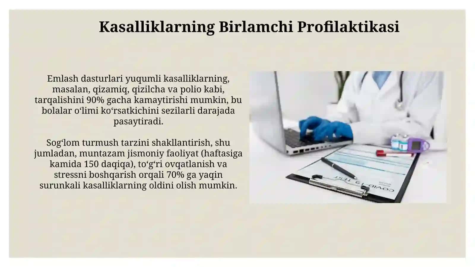 Kasalliklarning birlamchi va ikkilamchi profilaktikasi bo'yicha tavsiyalar berish 3