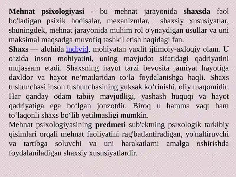 Mehnat psixologiyasi fanining vazifasi va axamiyati 3