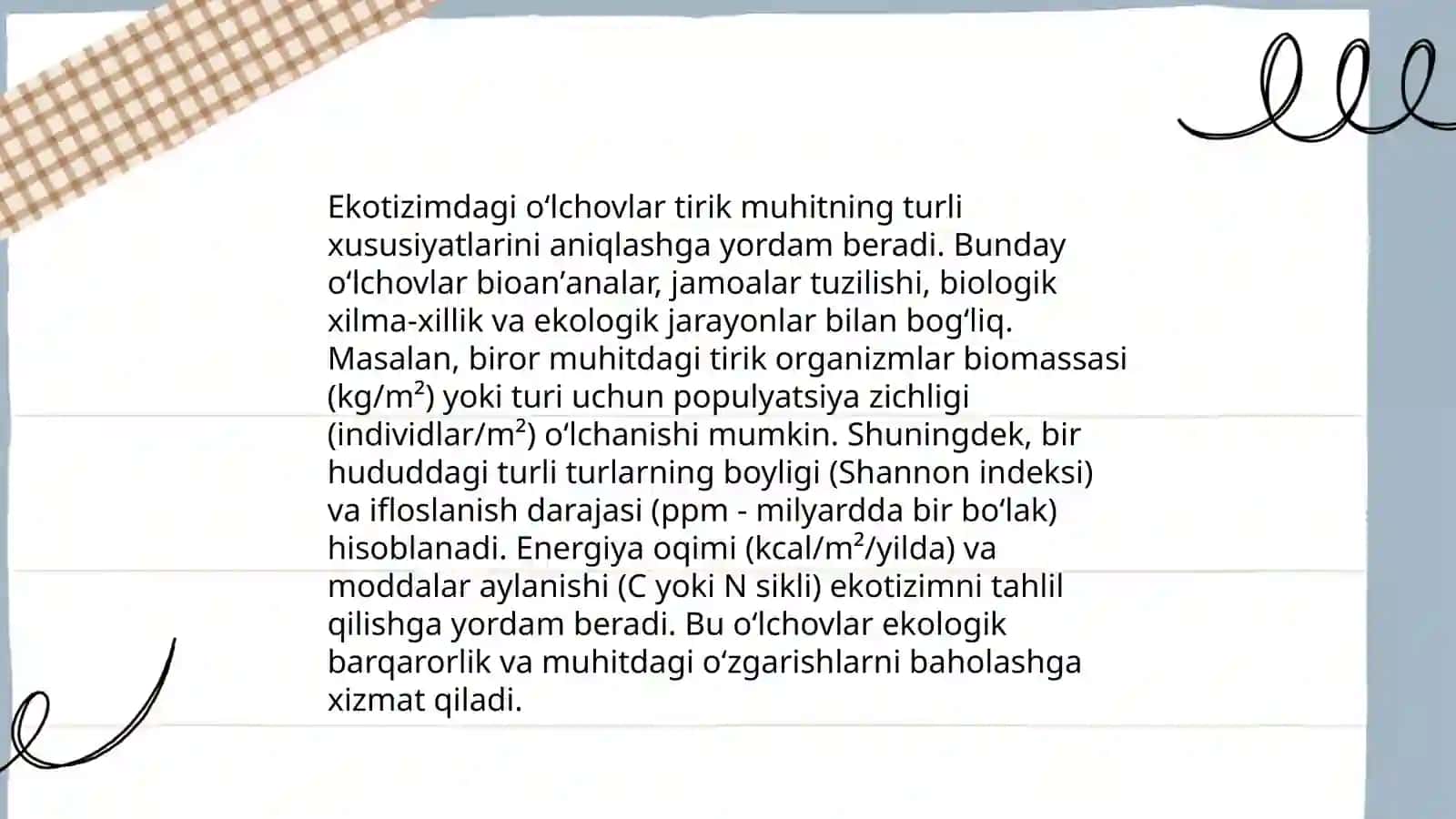 Ekotizimdagi oʻlchovlar 3