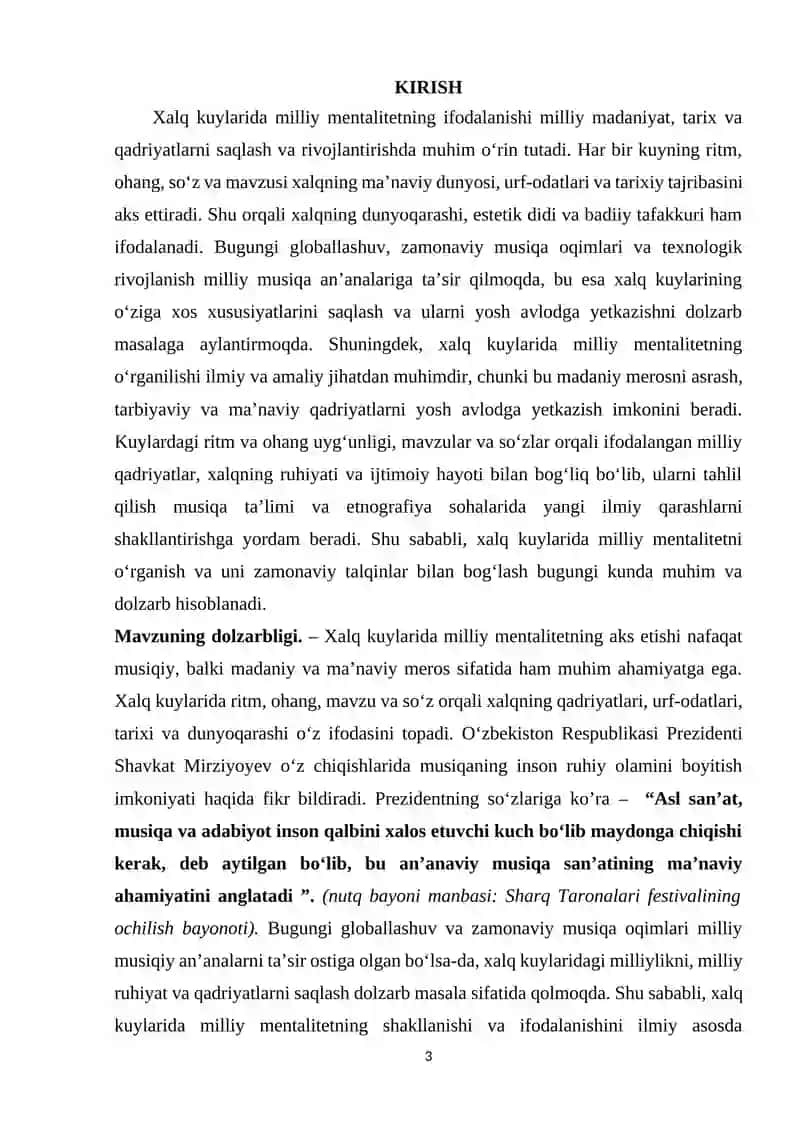 KURS ISHI "Xalq kuylarida milliy mentalitet ifodasi" 3