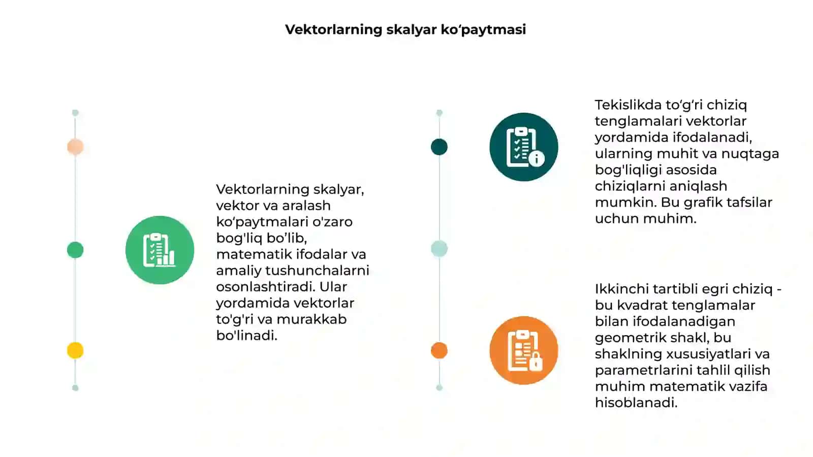 Vektorlarning skalyar, vektor va aralash koʻpaytmalari 3