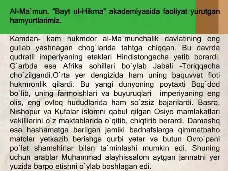 IX-XII asrlarda mamlakatimiz hududida ro'y bergan madaniy uyg'onish 3