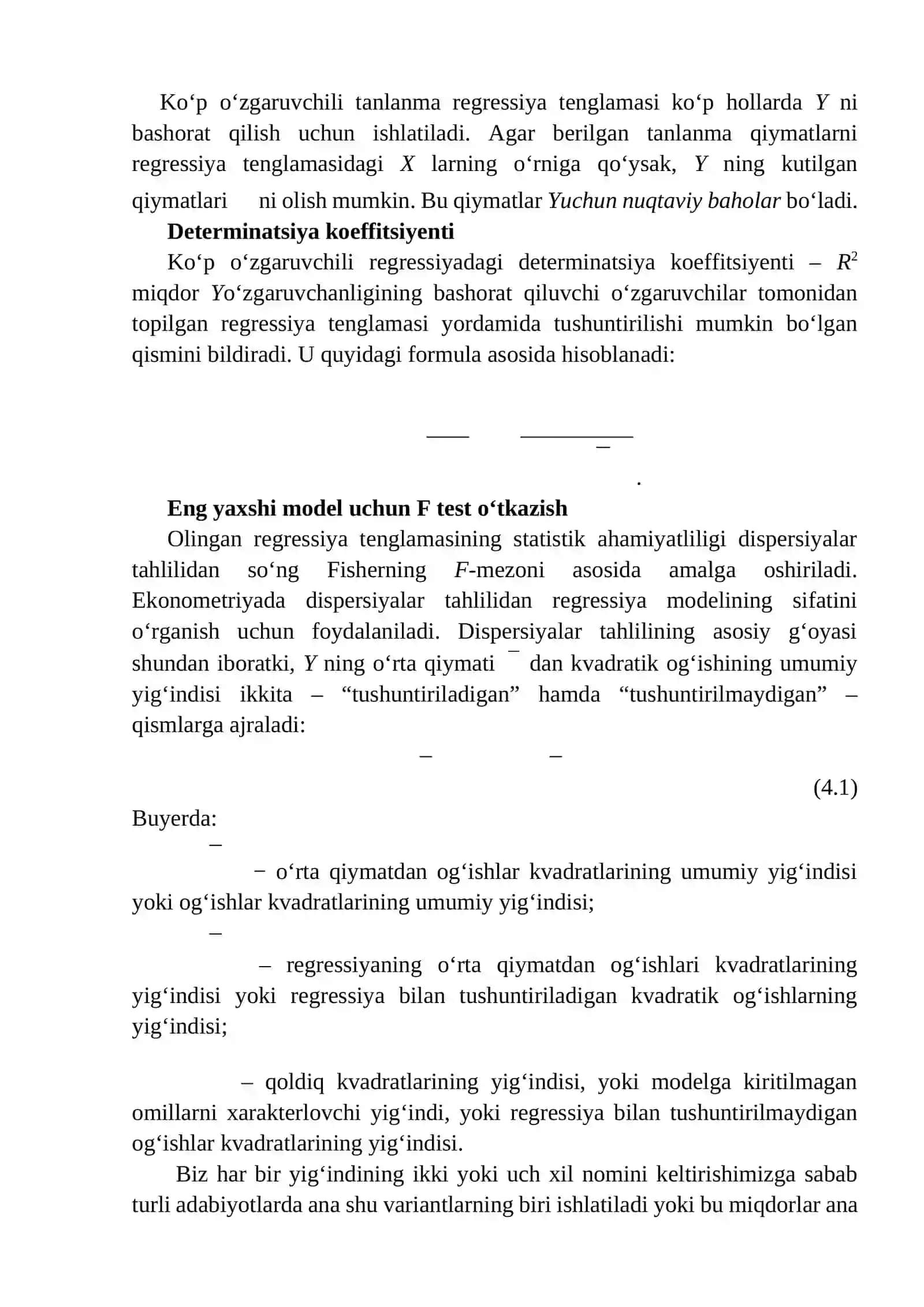 Ko‘p o‘zgaruvchili chiziqli regression modellar. Ko‘p o‘zgaruvchili chiziqli regression modellarda parametrlarni baholash 3