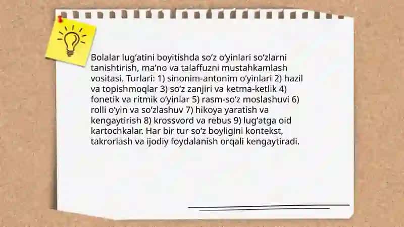 Bolalar lug'atini boyitishda talimiy o'yinlar 3