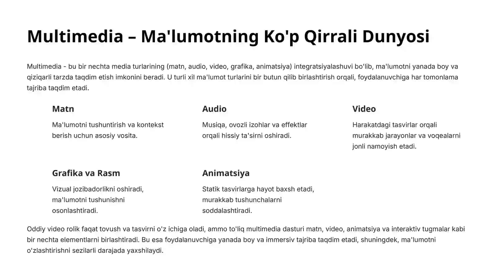 Interaktiv Multimedia: Tushuncha, Imkoniyatlar va Kelajak 3