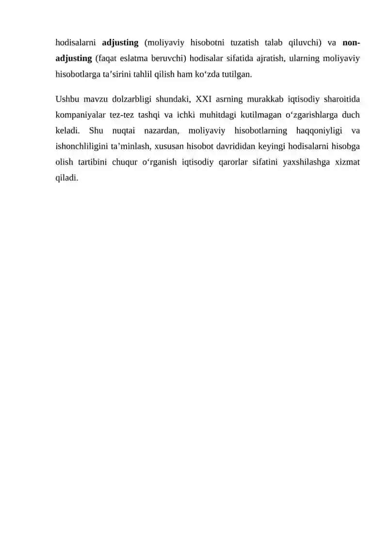 Hisobot davrididan keyingi hodisalar tushunchasi va turlari 3