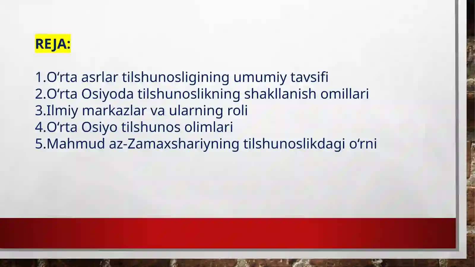 O‘RTAASRLARDAARAB TILSHUNOSLIGI.O‘RTA OSIYOTILSHUNOSLIGI 3