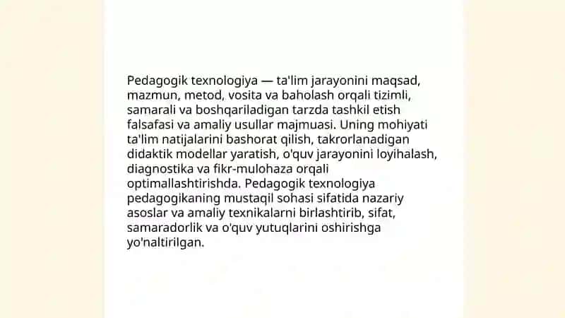 Pedagogik texnologiya pedagogikaning mustaqil sohasi sifatida 3