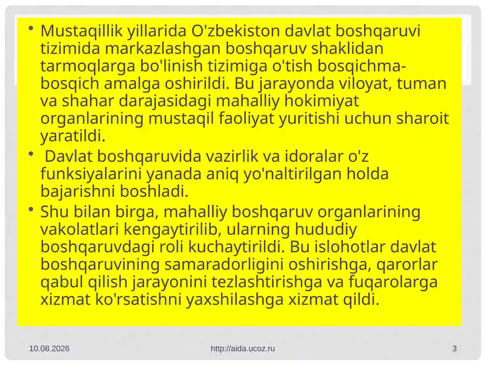 Mustaqilish sohalarida davlat boshqaruv tizimi 3