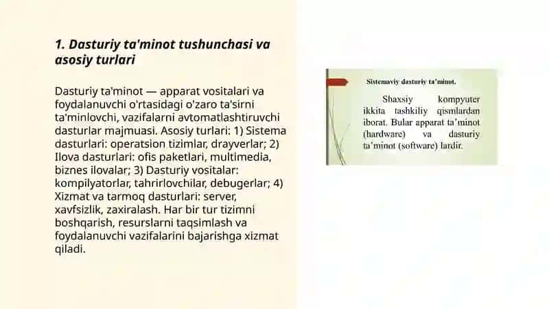 Dasturiy ta'minot turlari va uning vazifalari 3