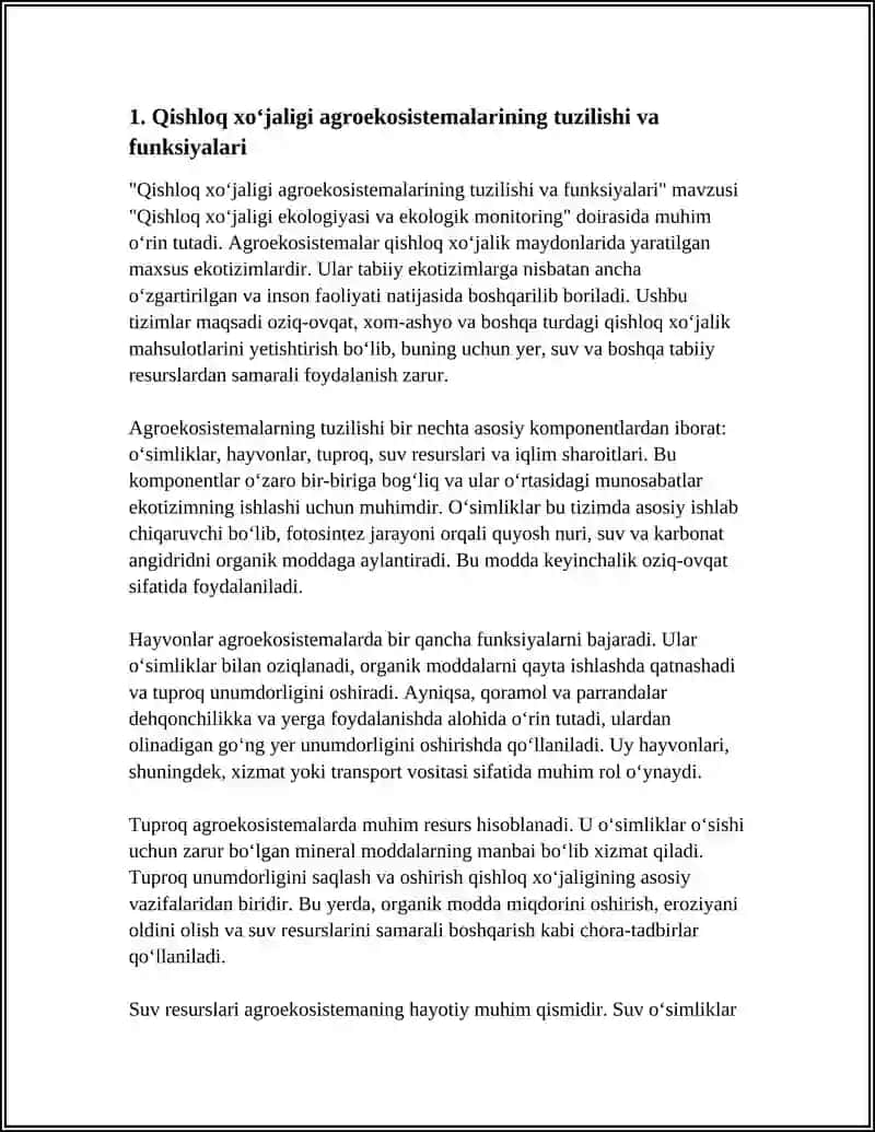 Qishloq xoʻjaligi agroekosistemalarining tuzilishi va funksiyalari 3